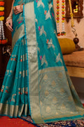 Teal Green Organza Saree