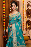 Teal Green Organza Saree
