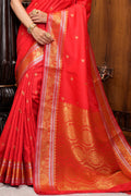 Taffy Orange Silk Saree