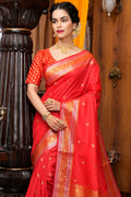 Taffy Orange Silk Saree