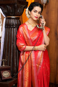 Taffy Orange Silk Saree