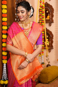 Hot Pink Silk Kanjivaram Saree