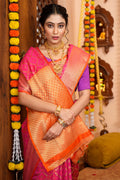 Hot Pink Silk Kanjivaram Saree