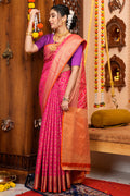Hot Pink Silk Kanjivaram Saree