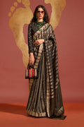 Black Banarasi Silk Viscose Saree With Blouse Piece