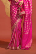 Pink Banarasi Silk Viscose Saree With Blouse Piece