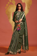Green Banarasi Silk Viscose Saree With Blouse Piece