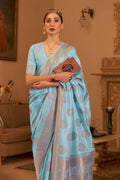 Perwinkle Blue Banarasi Saree