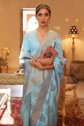Perwinkle Blue Banarasi Saree