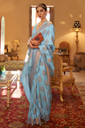 Perwinkle Blue Banarasi Saree