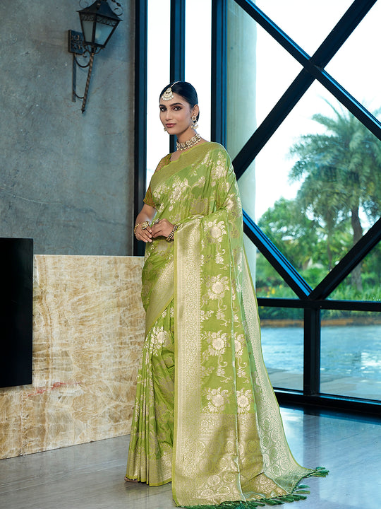 Crepe Silk Banarasi Silk Saree With Blouse Piece