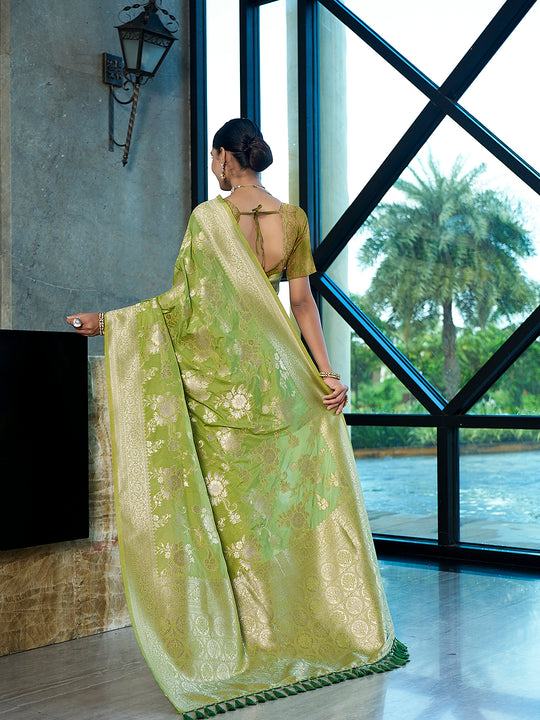 Crepe Silk Banarasi Silk Saree With Blouse Piece
