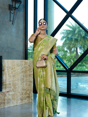 Crepe Silk Banarasi Silk Saree With Blouse Piece