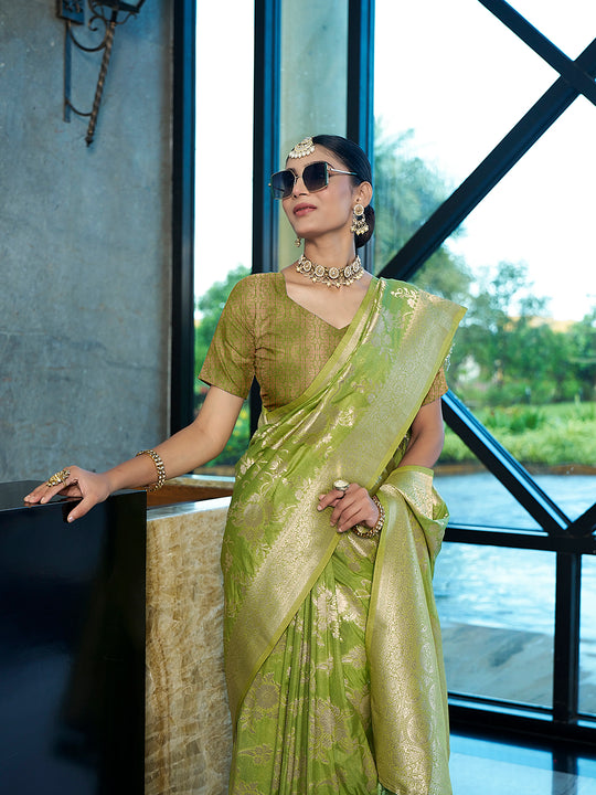Crepe Silk Banarasi Silk Saree With Blouse Piece