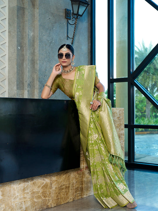 Crepe Silk Banarasi Silk Saree With Blouse Piece