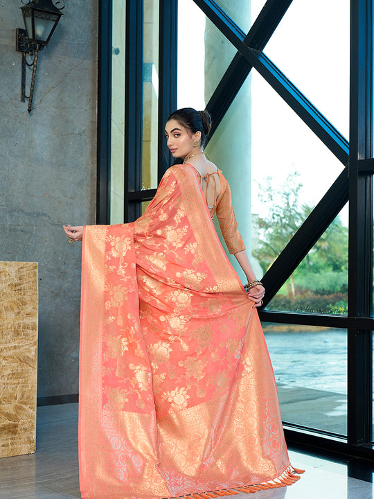 Crepe Silk Banarasi Silk Saree With Blouse Piece