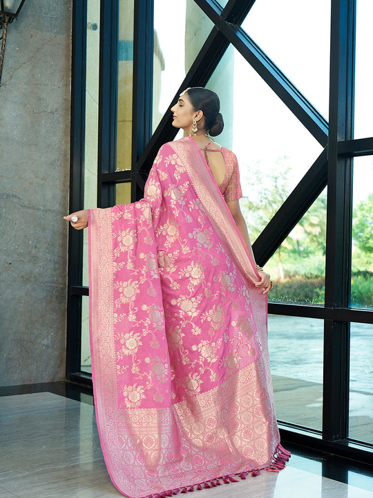 Crepe Silk Banarasi Silk Saree With Blouse Piece