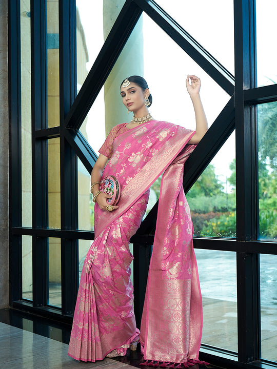 Crepe Silk Banarasi Silk Saree With Blouse Piece