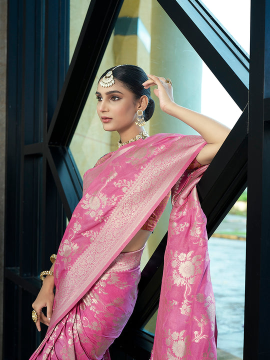 Crepe Silk Banarasi Silk Saree With Blouse Piece