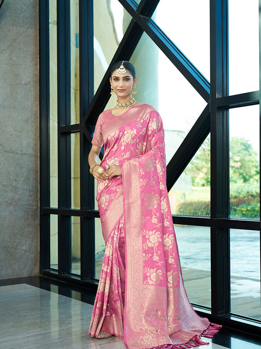Crepe Silk Banarasi Silk Saree With Blouse Piece