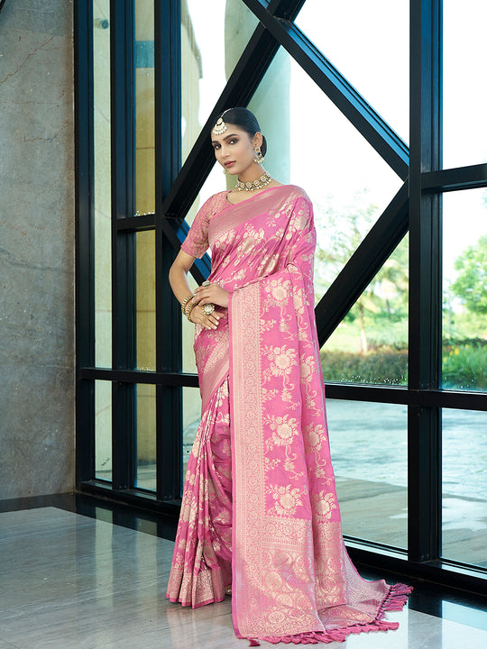 Crepe Silk Banarasi Silk Saree With Blouse Piece