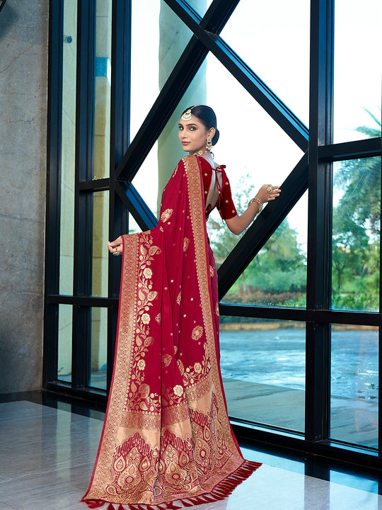 Crepe Silk Banarasi Silk Saree With Blouse Piece