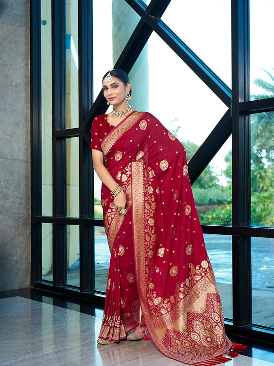 Crepe Silk Banarasi Silk Saree With Blouse Piece