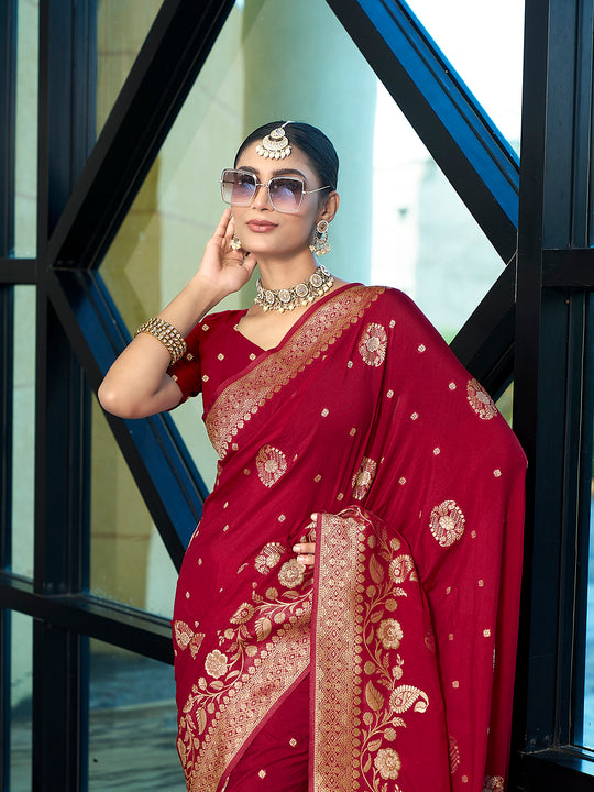 Crepe Silk Banarasi Silk Saree With Blouse Piece