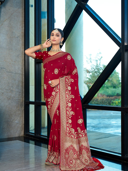 Crepe Silk Banarasi Silk Saree With Blouse Piece