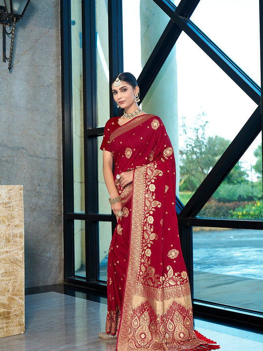 Crepe Silk Banarasi Silk Saree With Blouse Piece