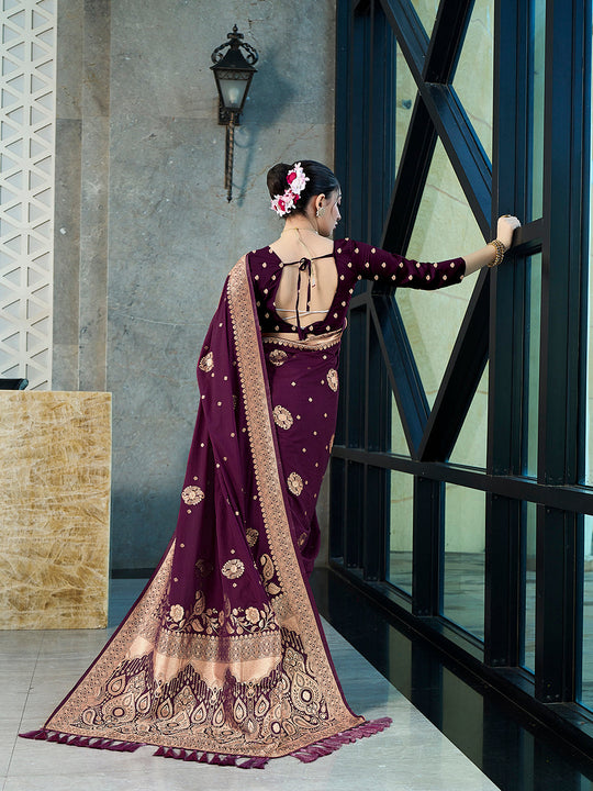 Crepe Silk Banarasi Silk Saree With Blouse Piece