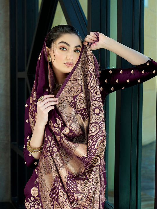 Crepe Silk Banarasi Silk Saree With Blouse Piece