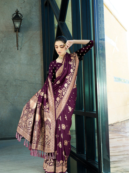 Crepe Silk Banarasi Silk Saree With Blouse Piece