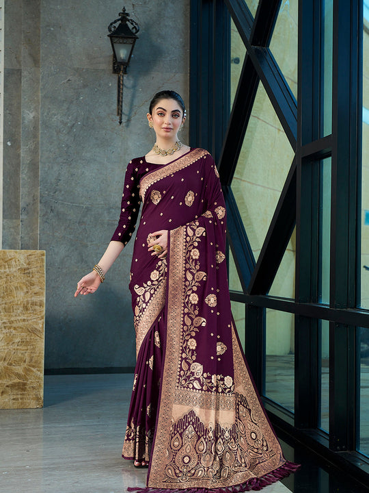 Crepe Silk Banarasi Silk Saree With Blouse Piece