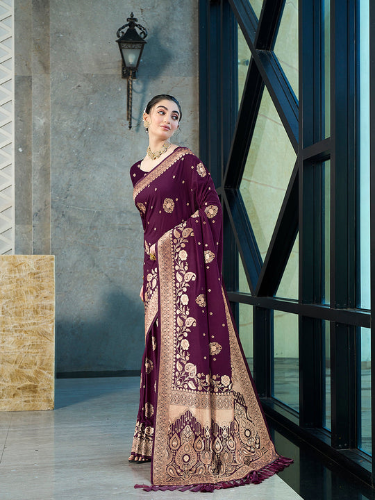 Crepe Silk Banarasi Silk Saree With Blouse Piece