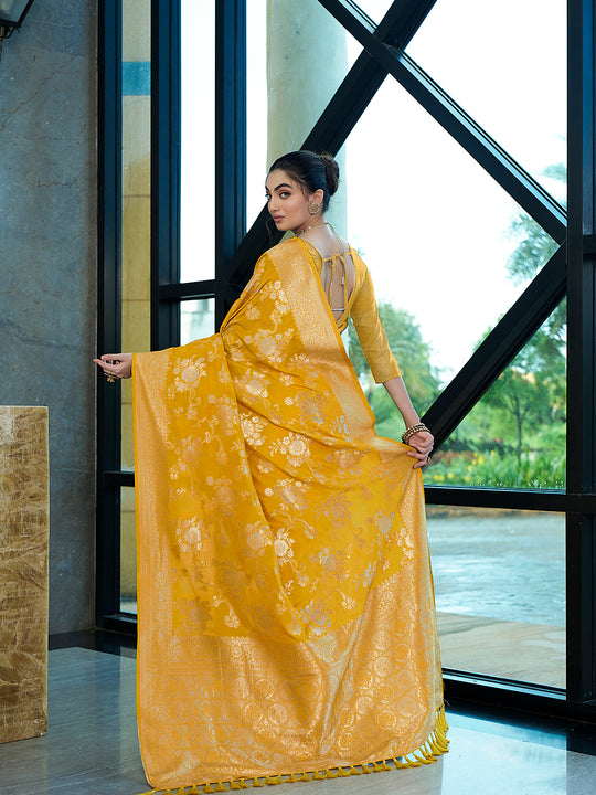 Crepe Silk Banarasi Silk Saree With Blouse Piece