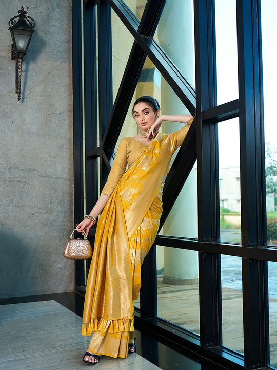 Crepe Silk Banarasi Silk Saree With Blouse Piece