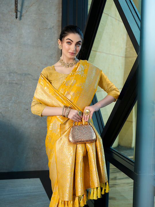 Crepe Silk Banarasi Silk Saree With Blouse Piece