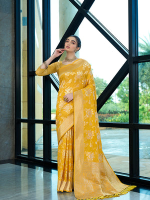 Crepe Silk Banarasi Silk Saree With Blouse Piece