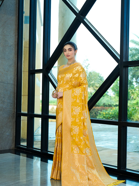 Crepe Silk Banarasi Silk Saree With Blouse Piece