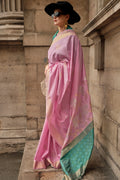 Pink Soft Silk Saree With Blouse Piece