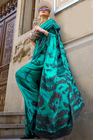 Emerald Green Digital Printed Saree
