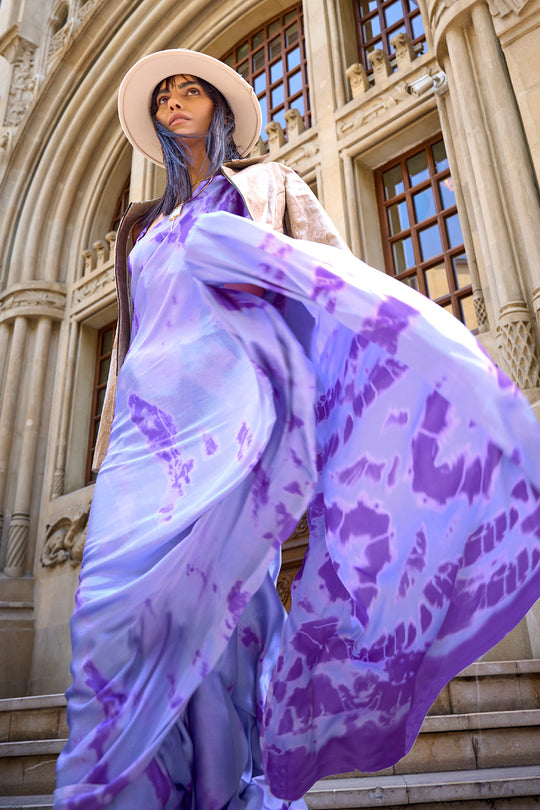Light Purple Digital Print Saree