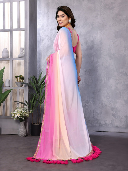 Multi Georgette Saree With Blouse Piece