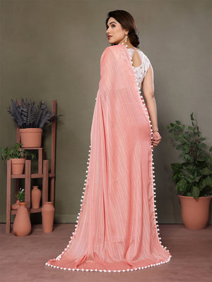 Peach Banglori Saree With Blouse Piece