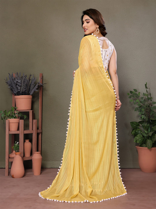 Yellow Banglori Saree With Blouse Piece