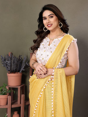 Yellow Banglori Saree With Blouse Piece