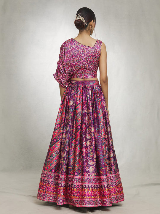 Purple Dull Satin Lehenga Choli