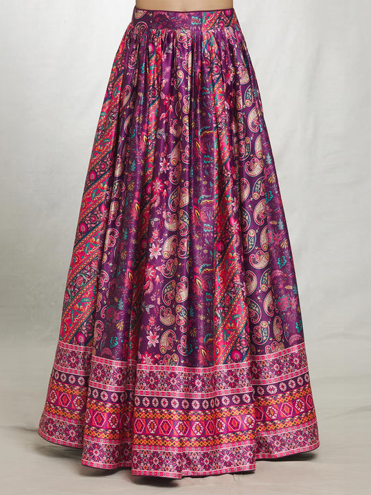 Purple Dull Satin Lehenga Choli