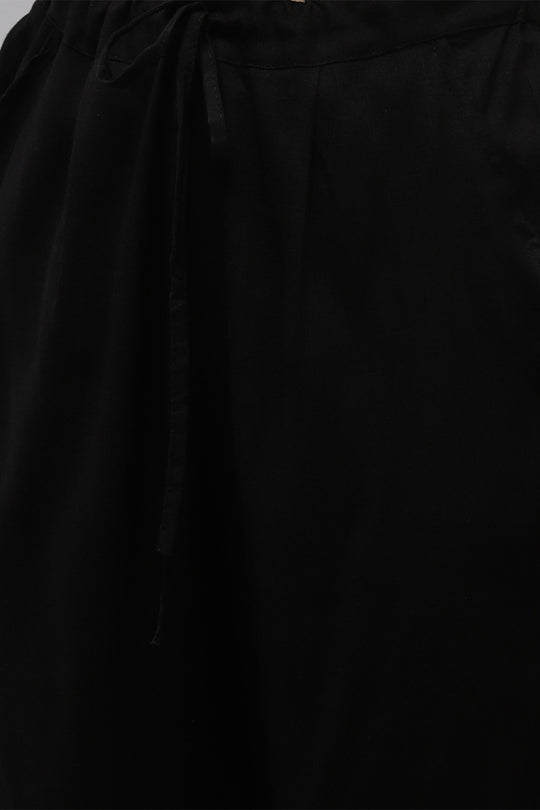 Women's Rayon Black Kurta Trouser Dupatta Set